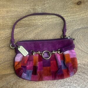 Coach Purple and Red Suede Wristlet
